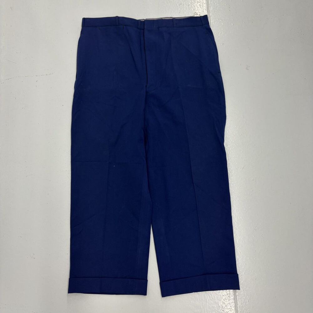 NOS Vintage 50s Blue Gabardine Buttonfly Trousers 38x26